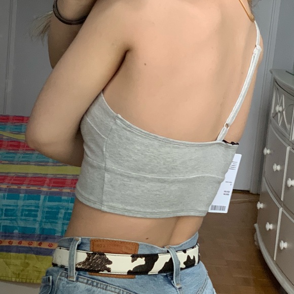 Grey one shoulder/strap crop top - Picture 2 of 4
